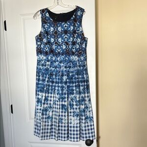Talbots Blue and White Floral Midi Dress